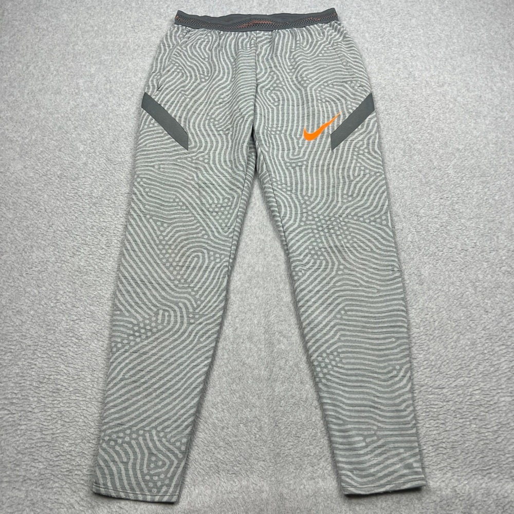 Nike Dry Strike Soccer Pants Mens Medium Gray Abstract Tapered Ankle Zip CD0566